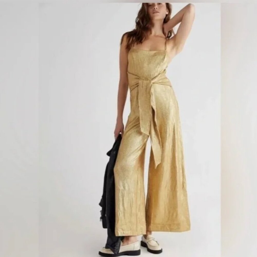 Free People Eye Catching Shimmer And Shine Jumpsuit SIZE MEDIUM